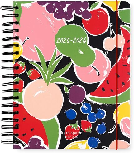 kate spade new york Daily Planner 2025-2026 Mega Agenda August 2025- December 2026, Hardcover Weekly and Monthly Spiral Planner with Stickers (Charmed Bookshelf Blue) in Saudi Arabia