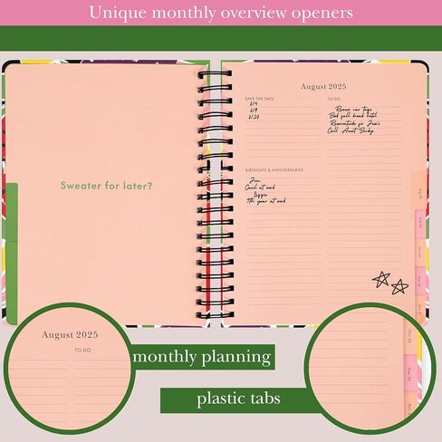 kate spade new york Daily Planner 2025-2026 Mega Agenda August 2025- December 2026, Hardcover Weekly and Monthly Spiral Planner with Stickers (Charmed Bookshelf Blue) in Saudi Arabia