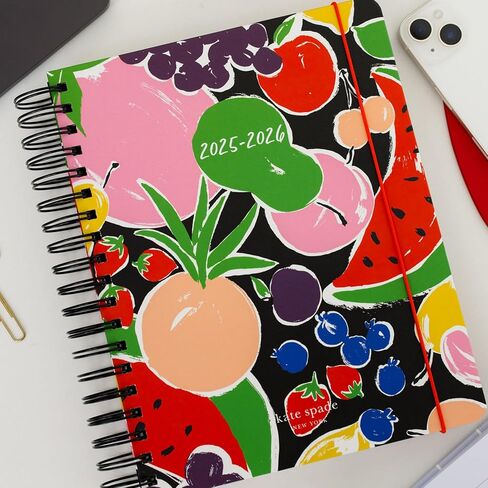 kate spade new york Daily Planner 2025-2026 Mega Agenda August 2025- December 2026, Hardcover Weekly and Monthly Spiral Planner with Stickers (Charmed Bookshelf Blue) in Saudi Arabia