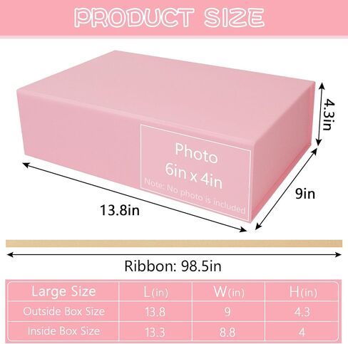 Pink Gift Box,13.8" x 9" x 4.3" Large Groomsmen Proposal Box with Magnetic Closure Lid and Ribbon for Anniversary Wedding Birthday Graduation Festivals (1 Pack) in Saudi Arabia