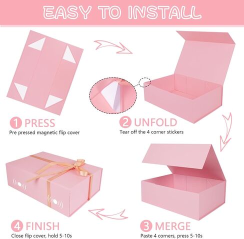 Pink Gift Box,13.8" x 9" x 4.3" Large Groomsmen Proposal Box with Magnetic Closure Lid and Ribbon for Anniversary Wedding Birthday Graduation Festivals (1 Pack) in Saudi Arabia