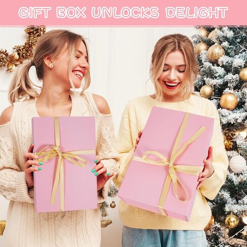 Pink Gift Box,13.8" x 9" x 4.3" Large Groomsmen Proposal Box with Magnetic Closure Lid and Ribbon for Anniversary Wedding Birthday Graduation Festivals (1 Pack) in Saudi Arabia