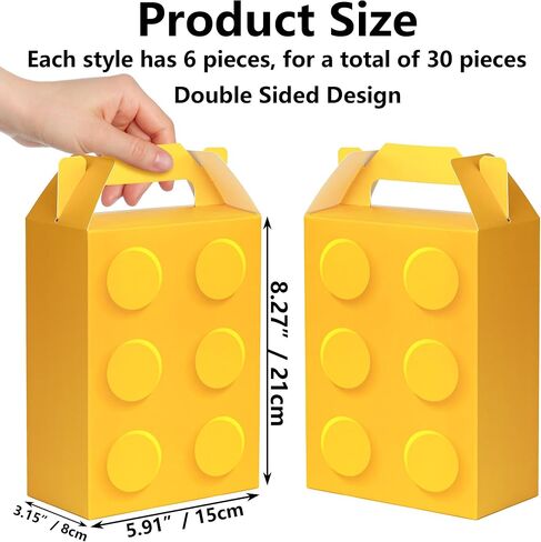 VELATYVIO 30Pcs Building block party favor boxes 5 Colors Building block gift bag with Handles for Themed Birthday Party Decoration Candy Cookie Snack Supplies 5.91 x 3.15 x 8.27 Inches in Saudi Arabia