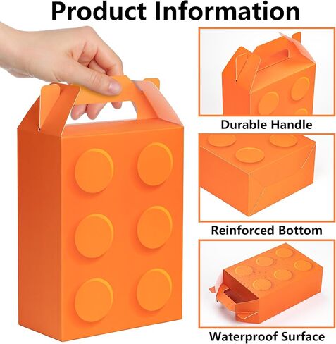 VELATYVIO 30Pcs Building block party favor boxes 5 Colors Building block gift bag with Handles for Themed Birthday Party Decoration Candy Cookie Snack Supplies 5.91 x 3.15 x 8.27 Inches in Saudi Arabia