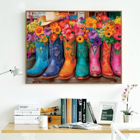 500 Piece Puzzles for Adults Colorful Boots & Cowboy Hat 20.5 x 15 Inch 500 Piece Jigsaw Puzzles for Kids Adults Puzzles 500 Pieces for Adults Holiday Educational Challenge Toy in Saudi Arabia