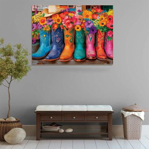 500 Piece Puzzles for Adults Colorful Boots & Cowboy Hat 20.5 x 15 Inch 500 Piece Jigsaw Puzzles for Kids Adults Puzzles 500 Pieces for Adults Holiday Educational Challenge Toy in Saudi Arabia