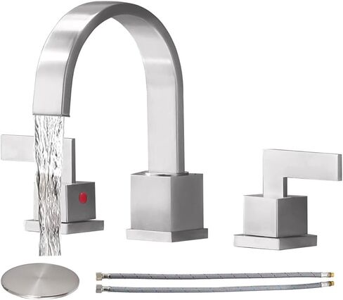 فريهو النفط مفروك صنبور الحمام البرونزية، البرونزية صنبور بالوعة الحمام للحوض 3 حفرة، 8 بوصة واسعة 2 مقبض الغرور صنبور مع خراطيم الصرف والمياه in Kuwait