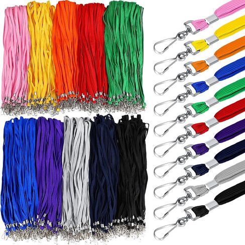 500 Pack Bulk Lanyards for ID Name Badges Holder Flat Lanyards with Hook Clip Swivel for Office School Accessories (Multi Colors) in Saudi Arabia