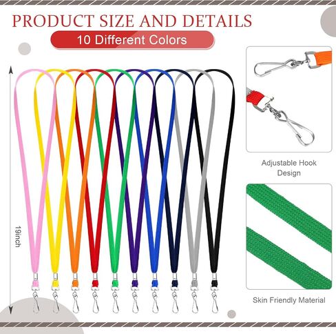 500 Pack Bulk Lanyards for ID Name Badges Holder Flat Lanyards with Hook Clip Swivel for Office School Accessories (Multi Colors) in Saudi Arabia