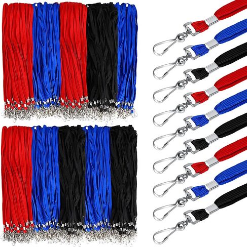 500 Pack Bulk Lanyards for ID Name Badges Holder Flat Lanyards with Hook Clip Swivel for Office School Accessories (Multi Colors) in Saudi Arabia