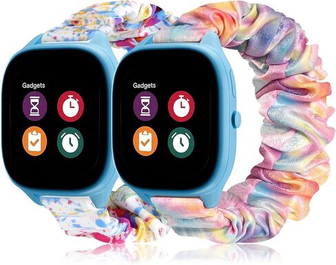 2 حزمة من سوار Scrunchie القابل للتمدد متوافق مع Gizmo Watch 3 2 1/Gabb Watch 3 2 1/SyncUP Kids Watch Band، 20 مم لطيف قابل للتنفس مرن بديل من القماش للأولاد والبنات in Kuwait