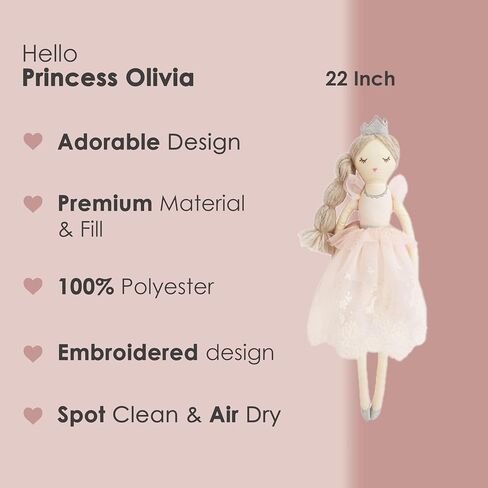 MON AMI Ballerina Stuffed Doll - 22", Plush Ballerina Doll for Girls, Use as Toy or Room Decor, Great Gift for Kids of All Ages in Kuwait