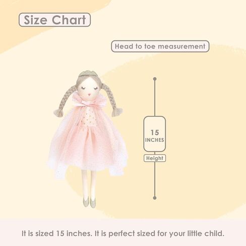 MON AMI Ballerina Stuffed Doll - 22", Plush Ballerina Doll for Girls, Use as Toy or Room Decor, Great Gift for Kids of All Ages in Kuwait