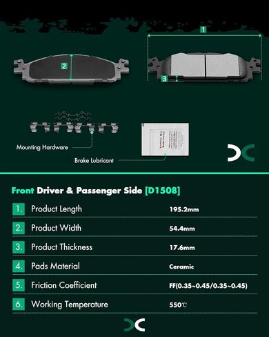 Ceramic Brake Pads Kits,SCITOO 8pcs Brakes Pads Set fit for Ford Five Hundred,05-07 for Ford Freestyle,08-09 for Ford Taurus,08-09 for Ford Taurus X,05-07 for Mercury Montego,08-09 for Mercury Sable in Kuwait