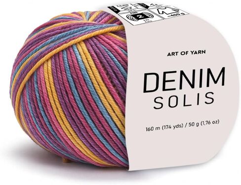 Variegated Yarn 55% Cotton,45% Poliacrylic,50g(1.76 Oz),160m(174 Yds) Soft & Smooth Yarn Sport – Fine(2) for Crocheting, Knitting, Amigurumi,Blankets,Garments (Rose Confetti, Denim Solis Pack 1) in Kuwait