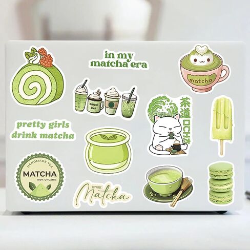 ملصقات Matcha للأطفال ، حزمة ملصقات الصيف 50pcs ، ملصق مقاوم للماء فينيل لزجاجة ماء محمول مجلة مجلة الحفلات الفصول الدراسية (Matcha) in Kuwait