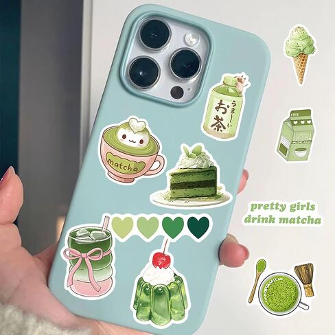 ملصقات Matcha للأطفال ، حزمة ملصقات الصيف 50pcs ، ملصق مقاوم للماء فينيل لزجاجة ماء محمول مجلة مجلة الحفلات الفصول الدراسية (Matcha) in Kuwait