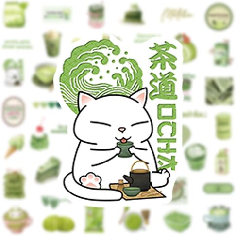 ملصقات Matcha للأطفال ، حزمة ملصقات الصيف 50pcs ، ملصق مقاوم للماء فينيل لزجاجة ماء محمول مجلة مجلة الحفلات الفصول الدراسية (Matcha) in Kuwait