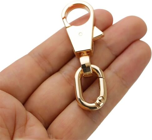 2pcs Double Opening Swivel Snap Hook Keychain Push Trigger Lobster Clasps DIY Handbag Leather Accessories. (Gold) in Kuwait