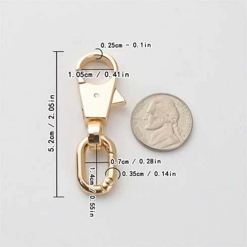 2pcs Double Opening Swivel Snap Hook Keychain Push Trigger Lobster Clasps DIY Handbag Leather Accessories. (Gold) in Kuwait