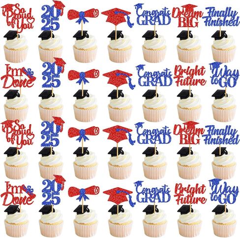 40pcs Purple Graduation Cupcake Toppers 2025 ، فئة زخارف التخرج من 2025 ، تختار التخرج على زينة الحفلات تهانينا in Saudi Arabia
