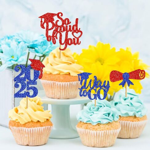 40pcs Purple Graduation Cupcake Toppers 2025 ، فئة زخارف التخرج من 2025 ، تختار التخرج على زينة الحفلات تهانينا in Saudi Arabia