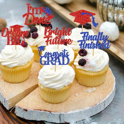 40pcs Purple Graduation Cupcake Toppers 2025 ، فئة زخارف التخرج من 2025 ، تختار التخرج على زينة الحفلات تهانينا in Saudi Arabia