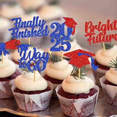 40pcs Purple Graduation Cupcake Toppers 2025 ، فئة زخارف التخرج من 2025 ، تختار التخرج على زينة الحفلات تهانينا in Saudi Arabia