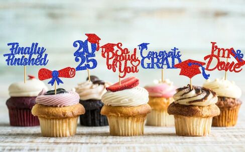 40pcs Purple Graduation Cupcake Toppers 2025 ، فئة زخارف التخرج من 2025 ، تختار التخرج على زينة الحفلات تهانينا in Saudi Arabia