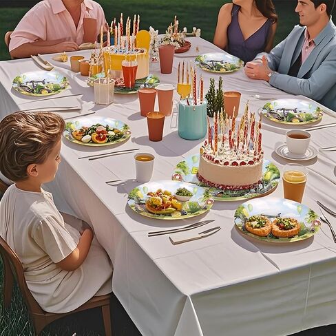 Grencian 96Pcs Tractor Birthday Party Decorations Tractor Birthday Plates and Napkins Disposable Green Tractors Paper Tableware Set for Kids Boys Farm Baby Shower Tractor Lawn Party Supplies Serve 24 in Saudi Arabia