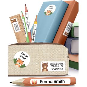 Name Stickers Set Kids for School (50), Personalized Name Labels for School, Daycare and Baby Bottles, Waterproof and in Various Sizes - Pink