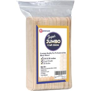 8 '' Jumbo Craft Sticks ، 50 ٪ من الخشب الطبيعي الكبير المتميز ، وعصي الآيس كريم ، وعصي جامبو ، واكتئاب اللسان الكبير ، وملصقات النبات ، وإزالة الشعر وإمدادات الشمع ، وصياغة الصياغة