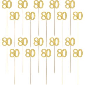 20 PCS 60th Decorts ، Double Glitter Glitter 80th Birthday Centrepiece Sticks ، Gold Cake Vase Table Stick