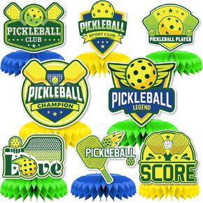 Rakuto Pickleball Party Table Decoration - Pickleball Theme Honeycomb Centerpieces Decorations Pickleball Birthday Party Decor Pickleball Sports Party Double Sided Decorations Men Women