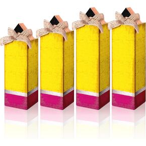 4pcs Back to School Classroom Decorations - Wooden Pencil Block Sign for Teacher Appreciation Week Table, First Day, Seasonal Party Centerpiece Office Decor