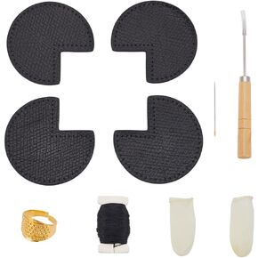 WEBEEDY DIY Bag Corner Repair Set DIY Kit for Bag Corner Fix Protector Leather Sewing Kit with Bag Corner Patch,Cone,Needle,Thread and Finger Cots Leather Bag Fix Sewing Working Crafting Projects