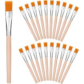 20Pcs 3/5 Inch Flat Paint Brushes, Watercolor Painting Brush, Wood Paint Brush, Craft Painting Brushes for Watercolor, Oil, Crafts, Face Body Art, Acrylic, Yellow