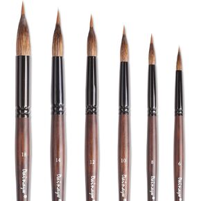 Dainayw 6 Pcs Extended Needle Point Brushes Set, Two Layer Liner Watercolor Brushes, Sable Artist Brush for Art Detail, Leaves, Flower Drawing
