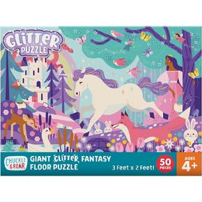 Chuckle & Roar Educational 50 PC Floor Puzzle Glitter Fantasy Fun Edition