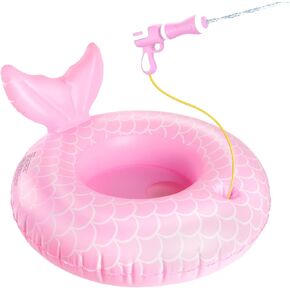 Mermaid Pool Float Toys with Water Gun for Girls Kids 3-5 Years Old, Inflatable Pool Floats for Toddlers Swim Floats Kids Beach Toys