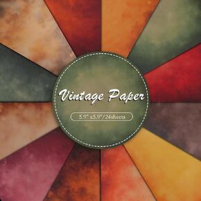 Konsait 24 Sheets Vintage Origami Papers 6x6, Aged Paper Textured Paper Decorative Cardstock for Scrapbook Card Making Supplies Scrapbook Supplies