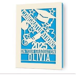 EDSG Graduation Cards 2025 Personalized Graduation Gifts Custom Congratulations Card Grad Cards Paper Cut Congrats Grad Card for High School College Her Him Son Daughter Classmate (Fuchsia)