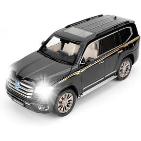Compatible for 1:18 Scale Collectible Landcruiser LC300 Diecast Model Car, Zinc Alloy Pull Back Toy Car Vehicle with Lights and Sounds for Decoration Adult Boys Girls（Black）