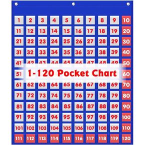 Hundred Pocket Chart Kids Counting Number Learning Tool for Classroom or Home,0-100 Number Cards & 9 Symbol Cards Included(100 Pockets) in Kuwait