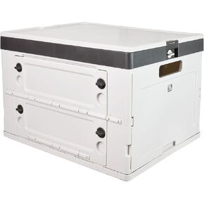 Wellmax Collapsible Crate with Lid - 44LB Stackable Foldable Crate for Groceries, Office & Car Trunk Organizing