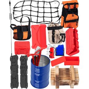 Crawler Car Decoration for 1/10 Trx4 Trx6 Axia1 SCX10 Redcat,Mini Luggage Net/Simulation Package,Luggage,Wood Box,Shovel,Fuel Tanks,Recovery Board, Toolbox,Antennas,Fire Extinguisher,Blue in Saudi Arabia
