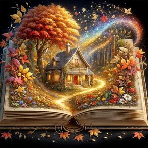 Fall Leaf Tree Rainbow Book Diamond Painting Kits for Adults, 5D Diamond Art Kits for Adults Beginners, DIY Full Round Drill Diamond Dot Painting Gem Art Kits for Adult, Home Wall Decor 13.8x13.8 Inch