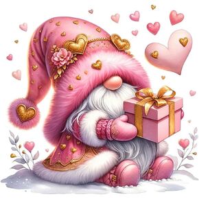 Sjutouci Valentine's Day Diamond Art Painting Kits للبالغين ، وأطقم فنون Gnome الماس الوردي للمبتدئين ، 5D DIY الحفر الكاملة للحرف الجوهرية للديكور المنزلي هدية 12x12 بوصة/30x30 سم