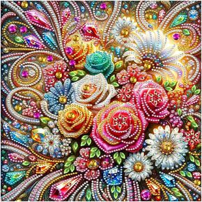 FHBUBPUP Flower Diamond Art Painting Kits for Adults, 5D Special Shape Diamond Art for Beginners, Rhinestones Gem Art Craft Home Wall Decor Gift 12×12inch