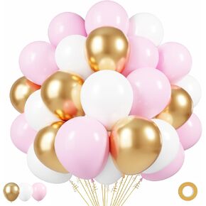 Silver Pink White Latex Balloons, 50 Pack 12 Inches Silver Confetti Party Balloon Metallic Balloons for Girl Baby Shower Birthday Bridal Shower Wedding Party Decorations Supplies